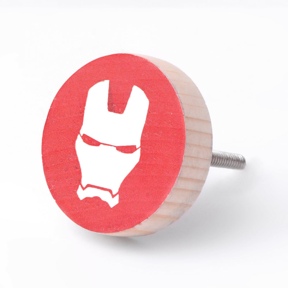 Handmade Pine Wood Ironman Superhero Furniture Knob